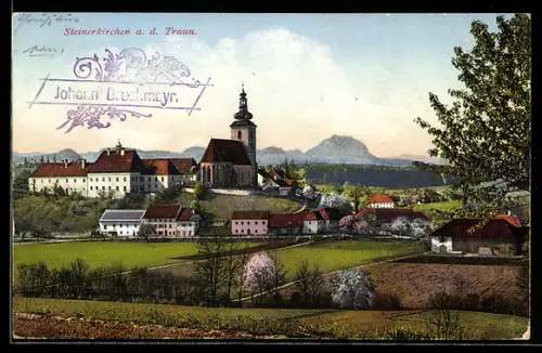 AK Steinerkirchen a. d. Traun, Panorama mit Kirche und Ortsansicht