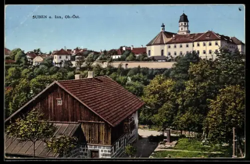 AK Suben a. Inn, Schloss und Ortsansicht