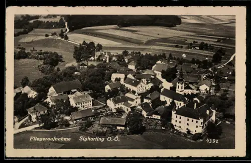 AK Sigharting /O. Ö., Fliegeraufnahme