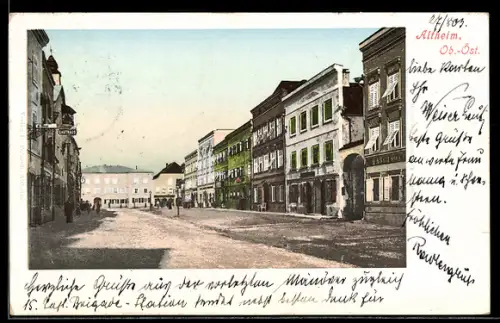 AK Altheim /Ob. Öst., Hauptplatz mit Häuserzeile