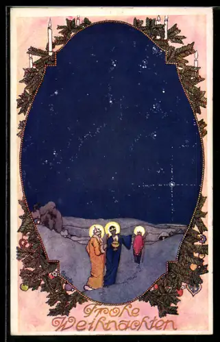 Künstler-AK sign. Kilophot: Heilige Drei Könige folgen einem Stern, Jugendstil