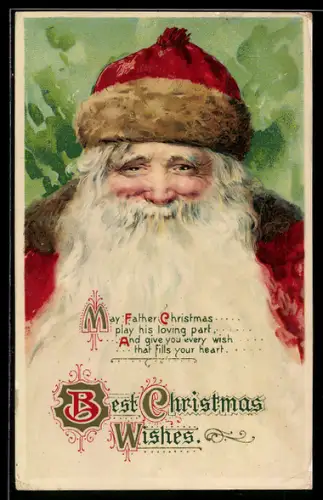 AK Lächelnder Weihnachtsmann mit roter Mütze