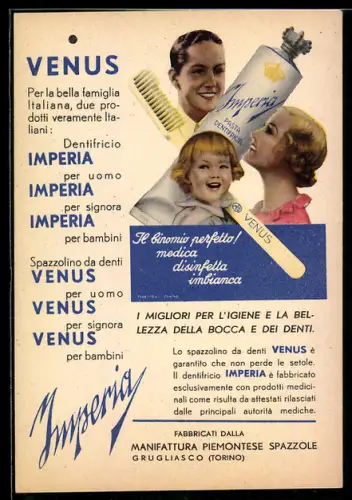 AK Reklame für Zahnpasta und Zahnbürste von Venus
