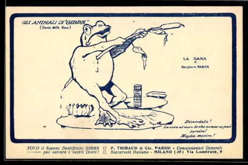 AK Mit einem Zweig durchbohrter vermenschlichter Frosch