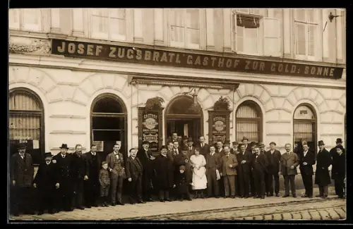 Foto-AK Wien, Josef Zugsbratls Gasthof zur Gold. Sonne, Mariahilferstrasse 198