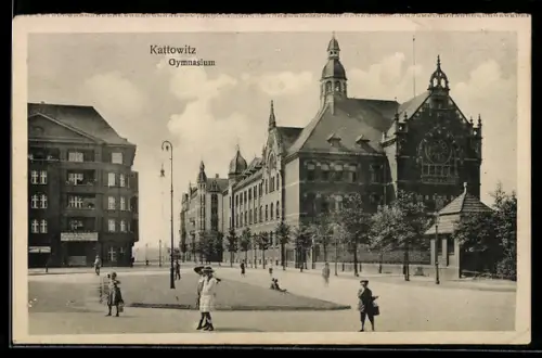 AK Kattowitz, Gymnasium in der Aussenansicht