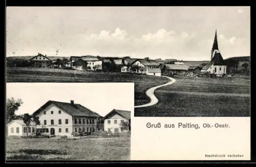 AK Palting /Ob.-Oestr., Ortsansicht mit Kirche