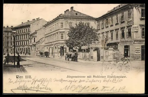 AK Wien, Jörgerstrasse mit Stahlener Gasthaus, Café Stadt Wien