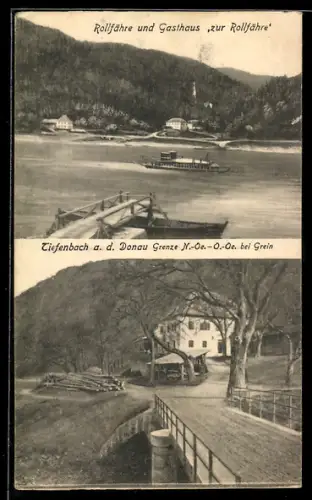 AK Tiefenbach a. d. Donau, Fähre und Gasthaus zur Rollfähre