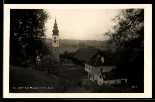 AK St. Veit im Innkreis, Ortspartie mit Kirche
