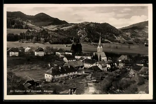 AK Friesach, St. Salvator, Ortsansicht aus der Vogelschau