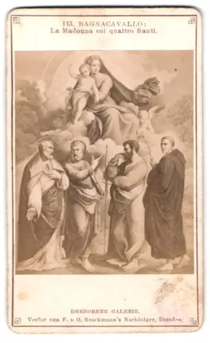 Fotografie F. & O. Brockmann, Dresden, Gemälde: La Madonna coi quattro Santi, nach Bagnacacallo