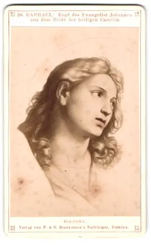 Fotografie F. & O. Brockmann, Dresden, Gemälde: Kopf Evangelist Johannes aus dem Bilde der heiligen Caecilie, Raphael