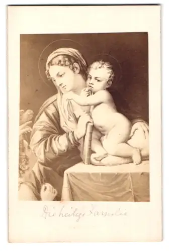 Fotografie Hanfstaengl, Dresden, Gemälde: Maria mit dem Christuskinde und Johannes, nach Carracci