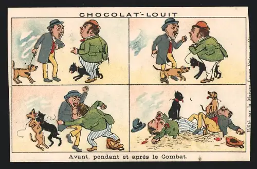 Sammelbild Chocolat-Louit, Avant, pedant et après le combat