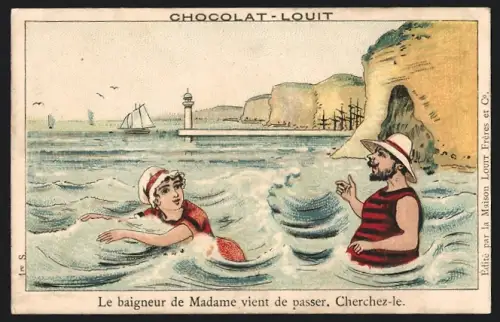 Sammelbild Chocolat-Louit, Le baigneur de Madame vient de passer