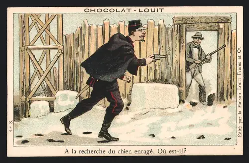 Sammelbild Chocolat-Louit, A la recherce du chien enragé