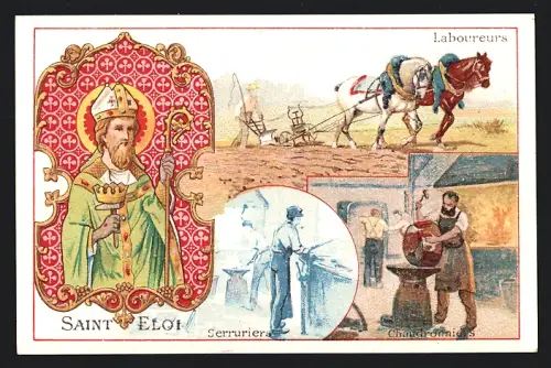 Sammelbild Paris, Chocolat Ibled, Saint Eloi, Laboureurs, Serruriers