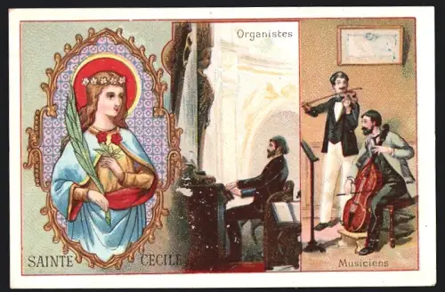 Sammelbild Paris, Chocolat Ibled, Sainte Cecile, Organistes, Musiciens