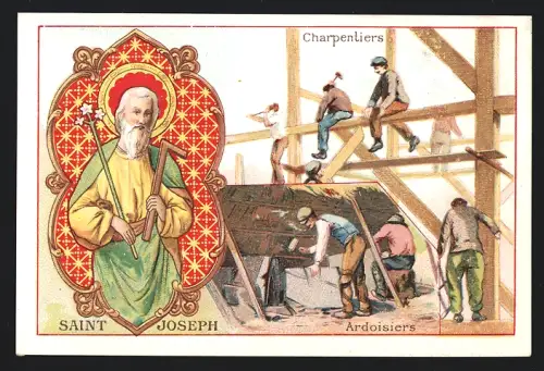 Sammelbild Paris, Chocolat Ibled, Saint Joseph, Charpentiers, Ardoisiers