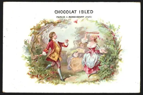 Sammelbild Paris, Chocolat Ibled, Paar in einem Park