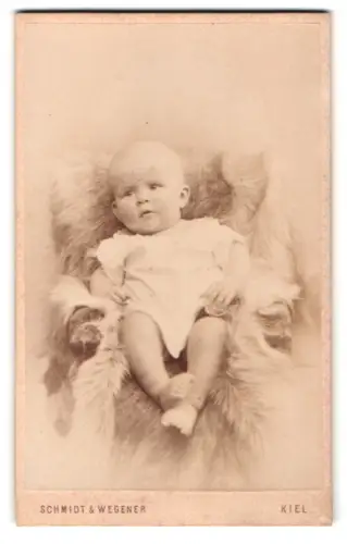 Fotografie Schmidt & Wegener, Kiel, Dänische-Str. 35, Porträt eines Kleinkinds auf Fell