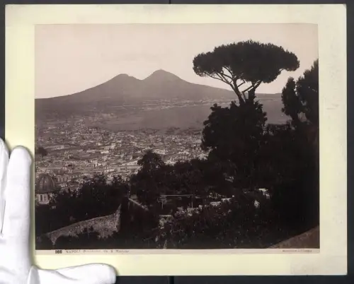 Fotografie G. Sommer, Napoli, Ansicht Napoli, Panorama da S. Martino, Blick nach der Stadt mit Hafen, 31 x 24cm