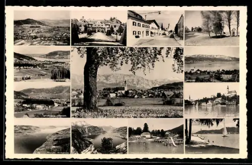 AK St. Georgen im Attergau, Attersee mit Strand, St. Georgen, Schloss Kogl