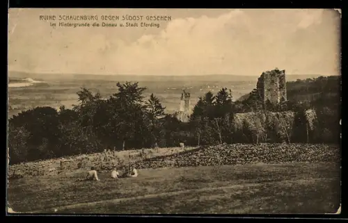 AK Stroheim, Schaumburg, Ruine, Blick gegen Südost mit Stadt Eferding