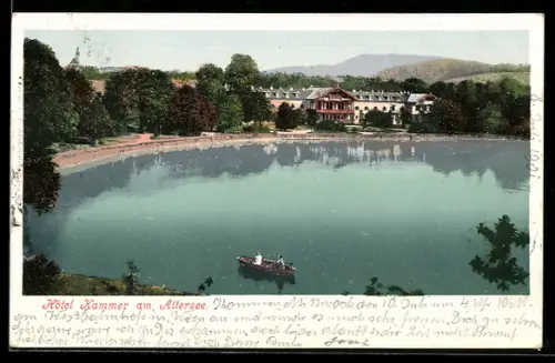 AK Kammer am Attersee, Hotel am See mit Ruderboot