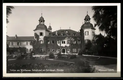 AK Velden am Wörthersee, Schlosshotel mit Schlosspark