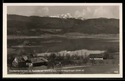 AK Reifnitz am Wörthersee, See mit Mittagskogel, Keutschachersee