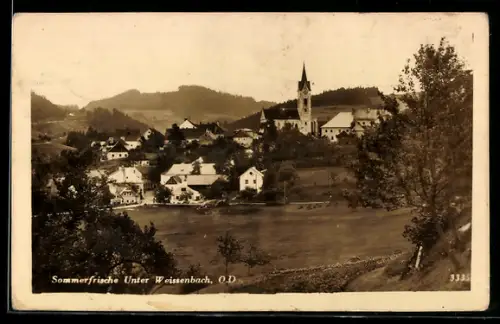 AK Unterweissenbach /O.D., Ortsansicht mit Kirche