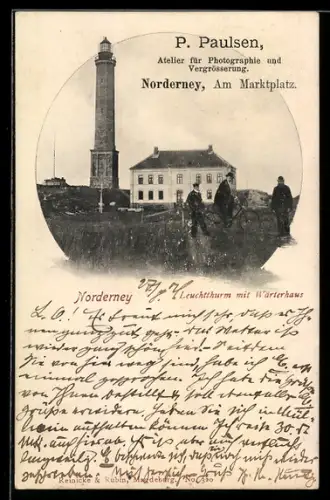 AK Norderney, Leuchtturm mit Wärterhaus