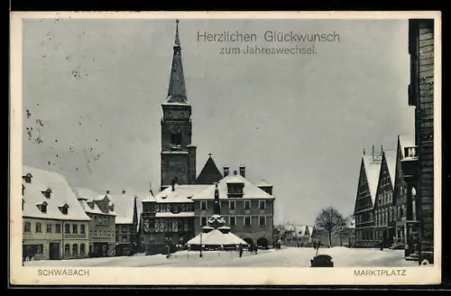 AK Schwabach, Marktplatz im Winter