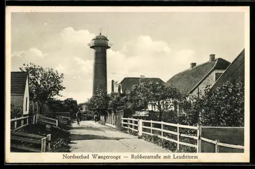 AK Wangerooge, Robbenstrasse mit Leuchtturm