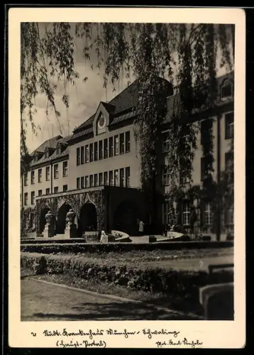 AK München-Schwabing, Städtisches Krankenhaus, Haupt-Portal