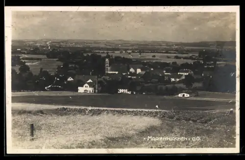 AK St. Marienkirchen bei Schärding, Panorama mit Kirche