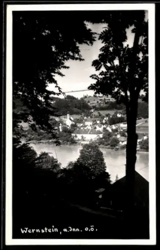 AK Wernstein a. Inn, Teilansicht mit Kirche 1957
