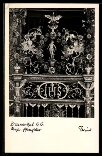 AK Brunnenthal /O.-Ö., Kirche, Eisengitter