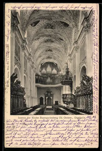 AK Baumgartenberg /Ob.-Oesterr., Inneres der Kirche, Orgelseite