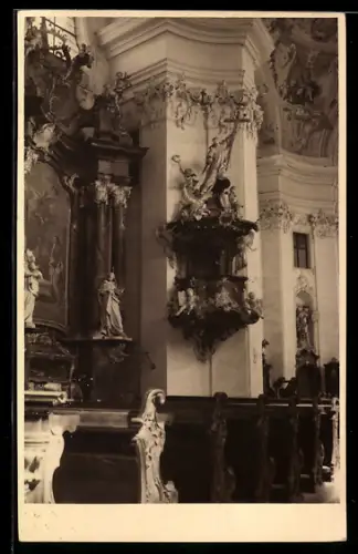 AK Engelszell in Engelhartszell, Betriebsausflug 1965, Kanzel der Kirche
