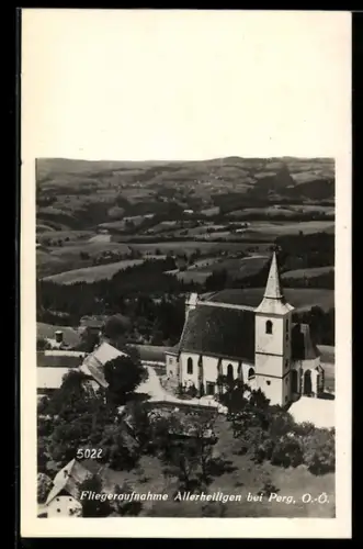 AK Allerheiligen bei Perg, Kirche, Fliegeraufnahme