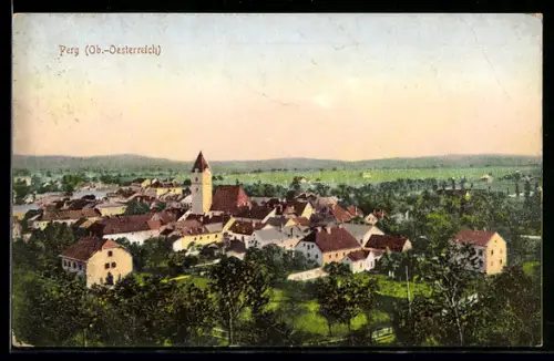 AK Perg /Ob.-Oesterreich, Teilansicht mit Kirche