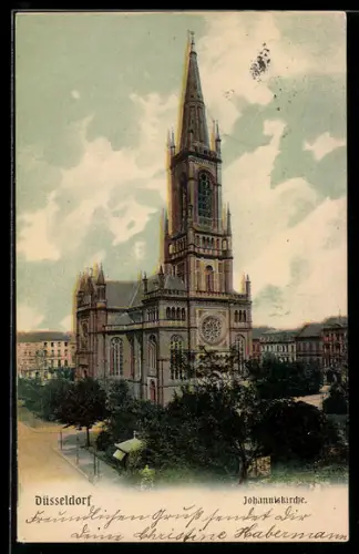 AK Düsseldorf, Gesamtansicht der Johanniskirche