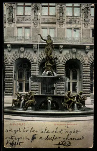 AK Hamburg, Brunnen mit Rathaushof