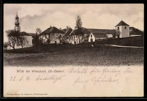 AK Bad Wimsbach-Neydharting, Wim bei Wimsbach, Ortsansicht mit Kirche und Turm