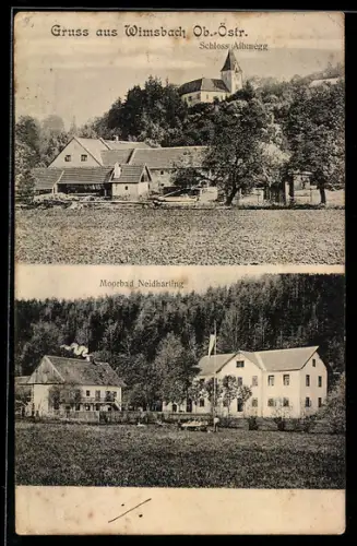 AK Wimsbach /Ob.Öst., Moorbad Neidharting, Schloss Albmegg mit Umgebung