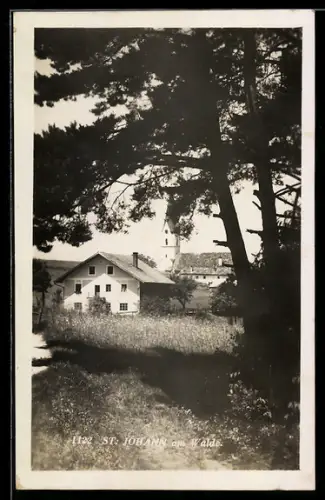 AK St. Johann am Walde, Teilansicht des Ortes mit Kirche