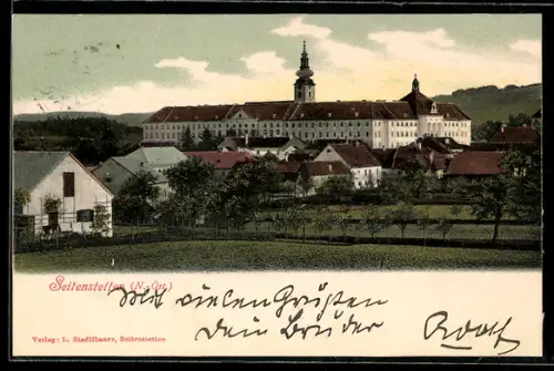 AK Seitenstetten /N.-Öst., Ortspartie mit Schloss